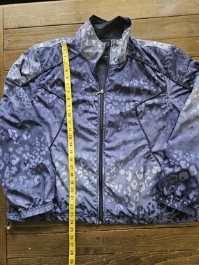 Ac-tiv-ology XL Windbreaker Jacket Blue Leopard Animal Print Y2K Full Zip